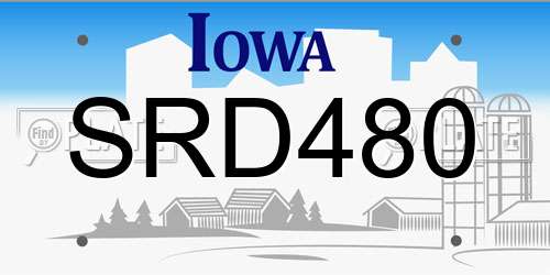 SRD480 Iowa License Plate