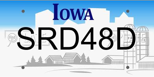 SRD48D Iowa License Plate