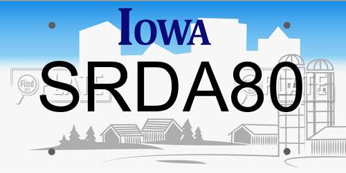 SRDA80 Iowa License Plate