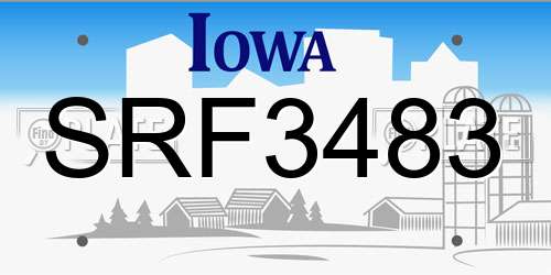 SRF3483 Iowa License Plate
