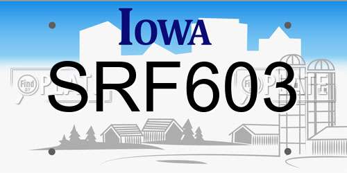 SRF603 Iowa License Plate