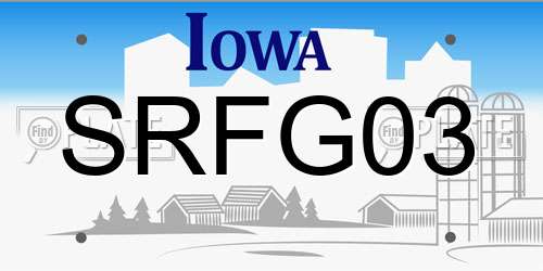 SRFG03 Iowa License Plate