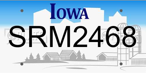 SRM2468 Iowa License Plate