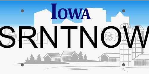 SRNTNOW Iowa License Plate