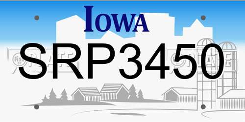 SRP3450 Iowa License Plate