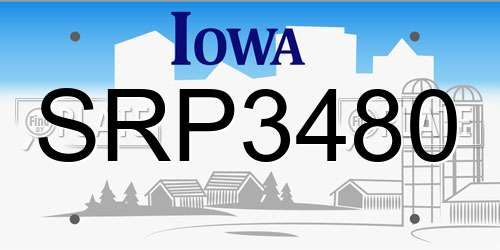 SRP3480 Iowa License Plate