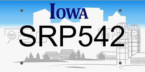 SRP542 Iowa License Plate
