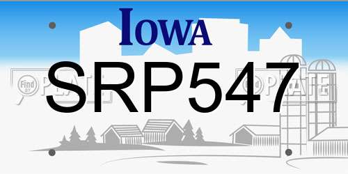 SRP547 Iowa License Plate