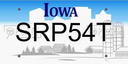 SRP54T Iowa License Plate