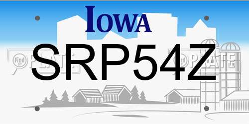 SRP54Z Iowa License Plate