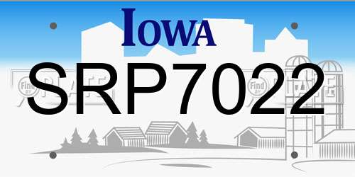 SRP7022 Iowa License Plate