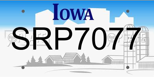 SRP7077 Iowa License Plate