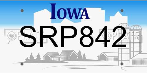 SRP842 Iowa License Plate