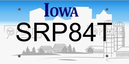 SRP84T Iowa License Plate