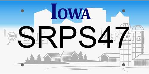 SRPS47 Iowa License Plate