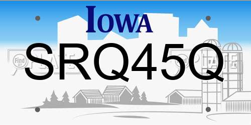 SRQ45Q Iowa License Plate