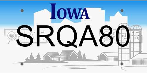 SRQA80 Iowa License Plate
