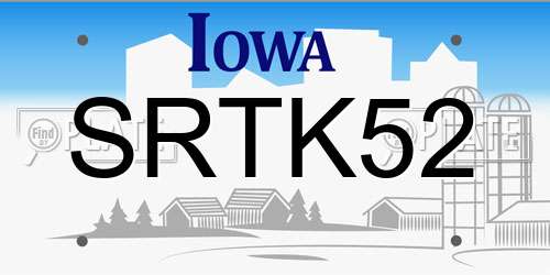 SRTK52 Iowa License Plate