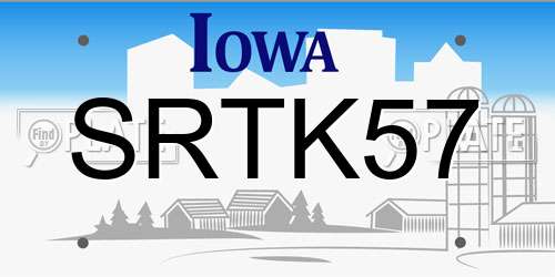 SRTK57 Iowa License Plate