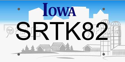 SRTK82 Iowa License Plate