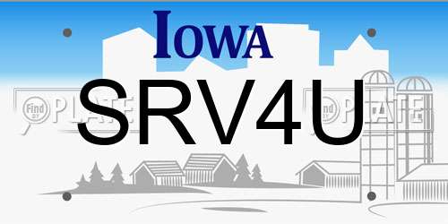 SRV4U Iowa License Plate