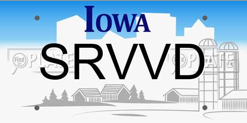 SRVVD Iowa License Plate