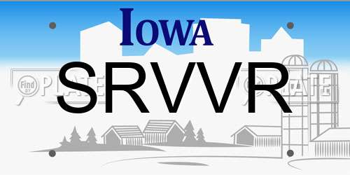 SRVVR Iowa License Plate