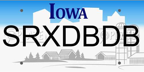 SRXDBDB Iowa License Plate