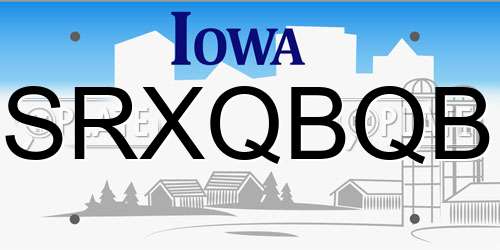 SRXQBQB Iowa License Plate