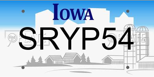 SRYP54 Iowa License Plate