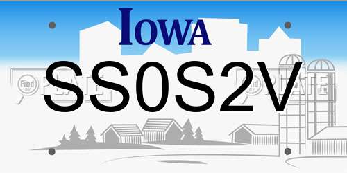 SS0S2V Iowa License Plate