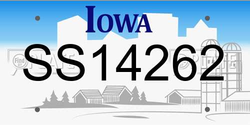 SS14262 Iowa License Plate