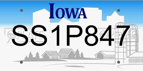 SS1P847 Iowa License Plate
