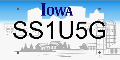 SS1U5G Iowa License Plate