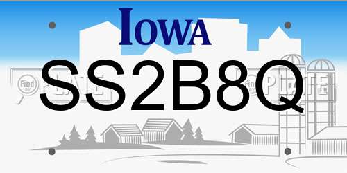 SS2B8Q Iowa License Plate