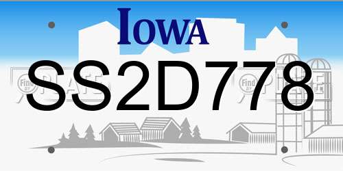SS2D778 Iowa License Plate