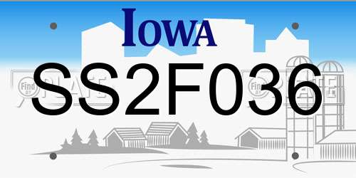 SS2F036 Iowa License Plate