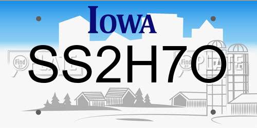 SS2H7O Iowa License Plate
