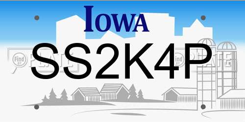 SS2K4P Iowa License Plate