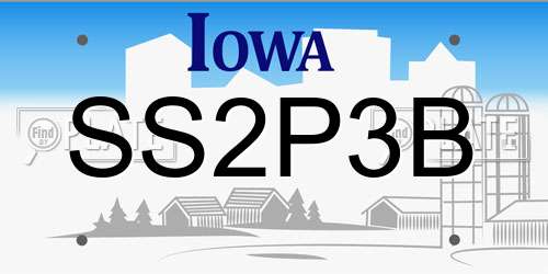 SS2P3B Iowa License Plate