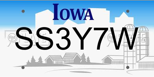 SS3Y7W Iowa License Plate