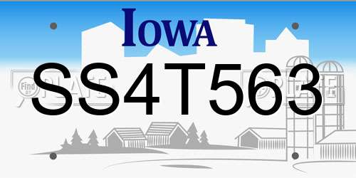 SS4T563 Iowa License Plate