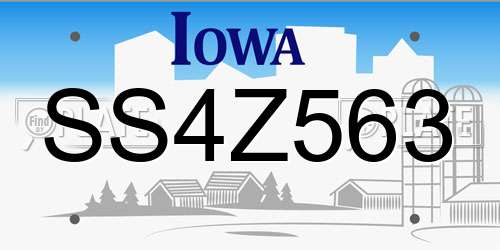 SS4Z563 Iowa License Plate
