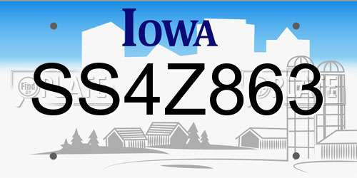 SS4Z863 Iowa License Plate