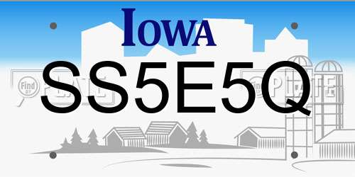 SS5E5Q Iowa License Plate