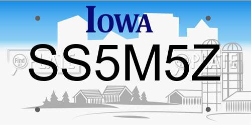 SS5M5Z Iowa License Plate
