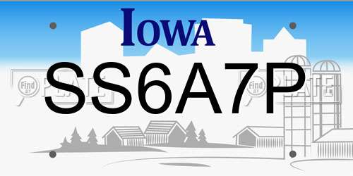 SS6A7P Iowa License Plate