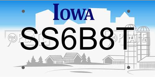 SS6B8T Iowa License Plate