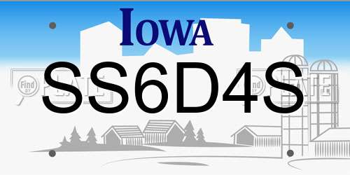 SS6D4S Iowa License Plate