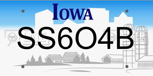 SS6O4B Iowa License Plate